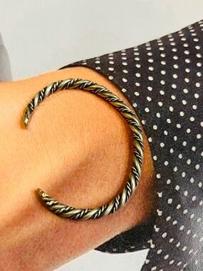 VINTAGE SOUTHWESTERN HEAVY STERLING SILVER TWISTED UNISEX ROPE STACKER CUFF 925